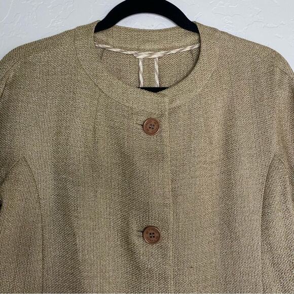 Etro Milano Tan Metallic Knit Lightweight Three Button 3/4 Sleeve IT 42 XL - Picture 3 of 11